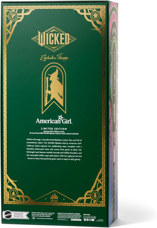 American Girl Wicked Elphaba Doll Collector Series, with Green Eyes and Skin, Dark-Brown Micro-Braided Hair