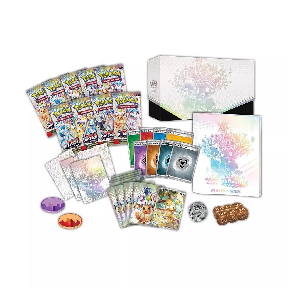 Caja de Entrenador Élite de Evoluciones Prismáticas de Escarlata y Violeta de JCC Pokémon