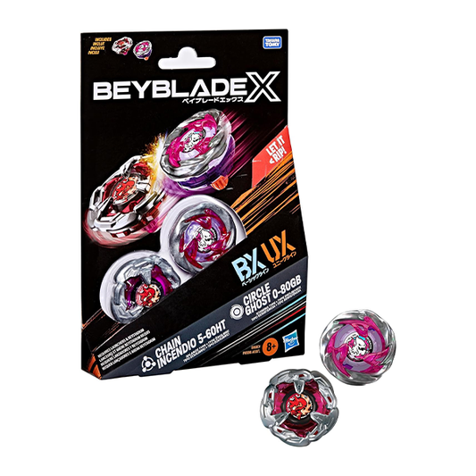 Beyblade X Circle Ghost 0-80GB UX & Chain Incendio 5-60HT BX Takara Tomy Dual Pack Set with 2 Right-Spinning Tops