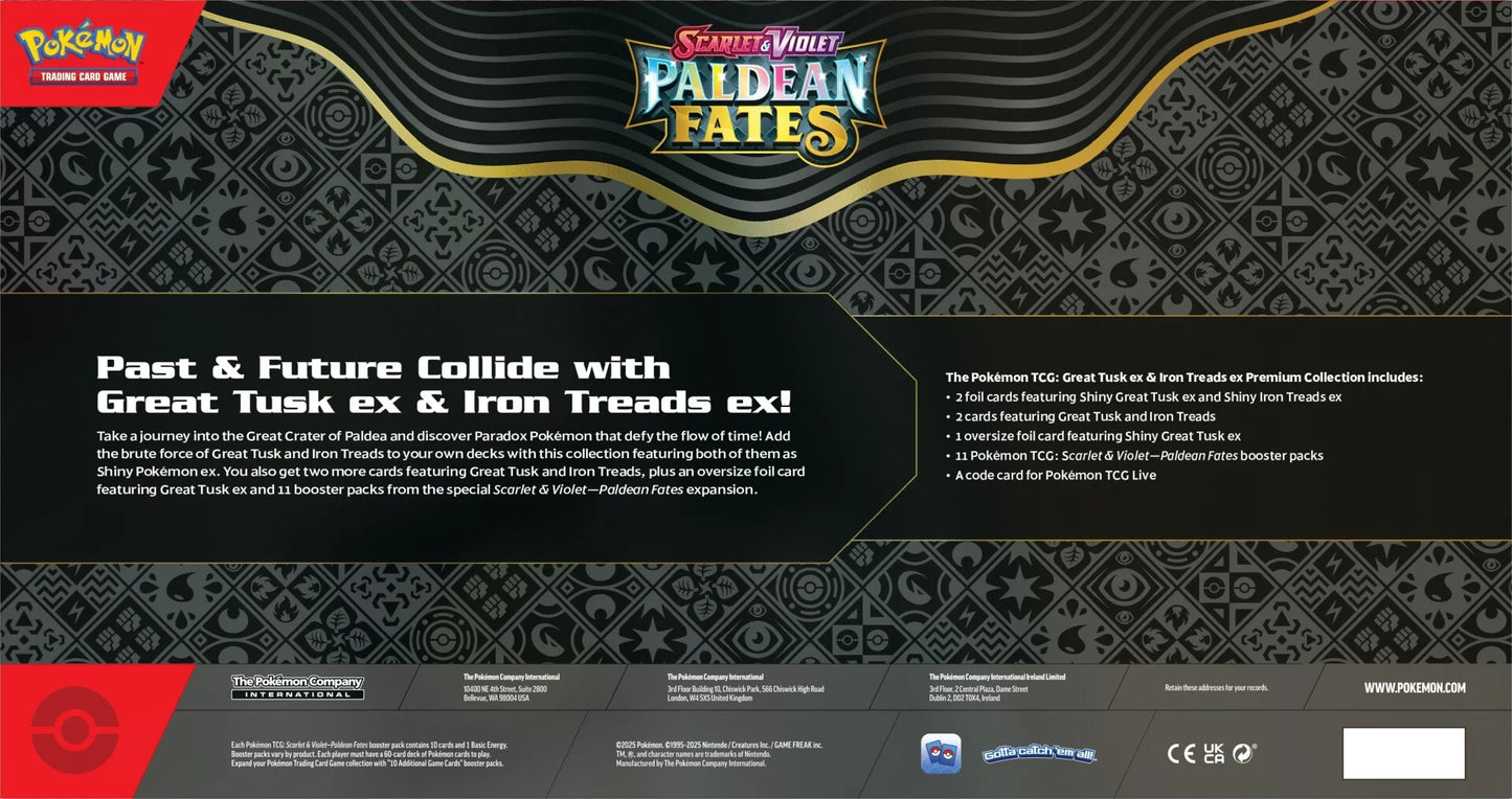 Pokémon Paldean Fates Great Tusk Iron Treads Ex Premium Collection [Preorder]