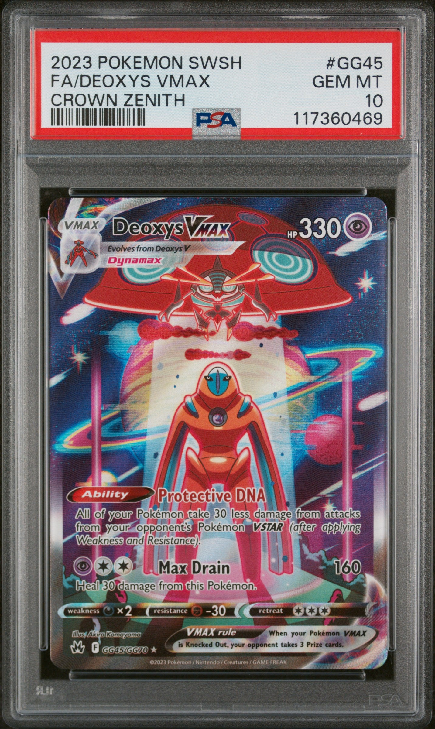 PSA 10 | 2023 POKEMON SWORD AND SHIELD CROWN ZENITH #GG45 FA/DEOXYS VMAX CROWN ZENITH