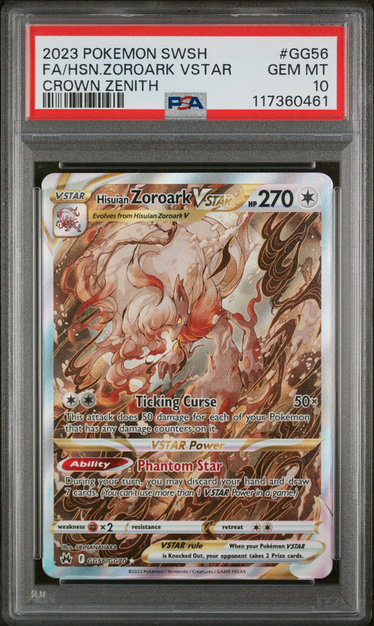 PSA 10 | 2023 POKEMON SWORD AND SHIELD CROWN ZENITH #GG56 FA/HSN.ZOROARK VSTAR CROWN ZENITH