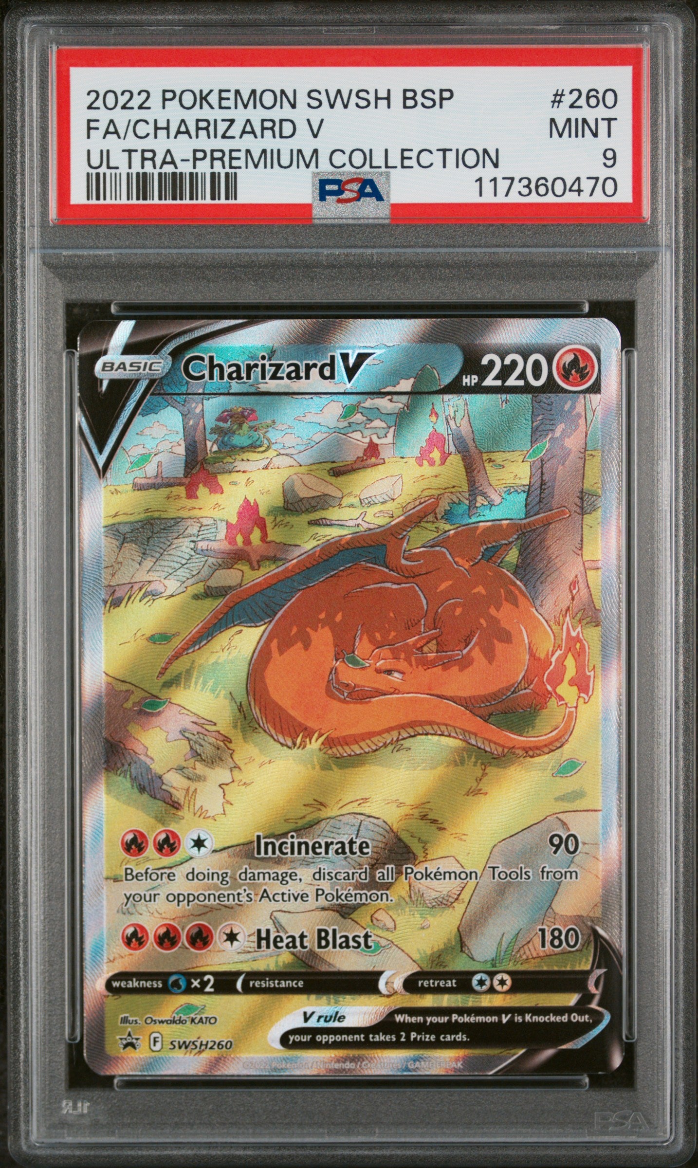 PSA 9 | 2022 POKEMON SWSH BLACK STAR PROMO #260 FA/CHARIZARD V ULTRA-PREMIUM COLLECTION