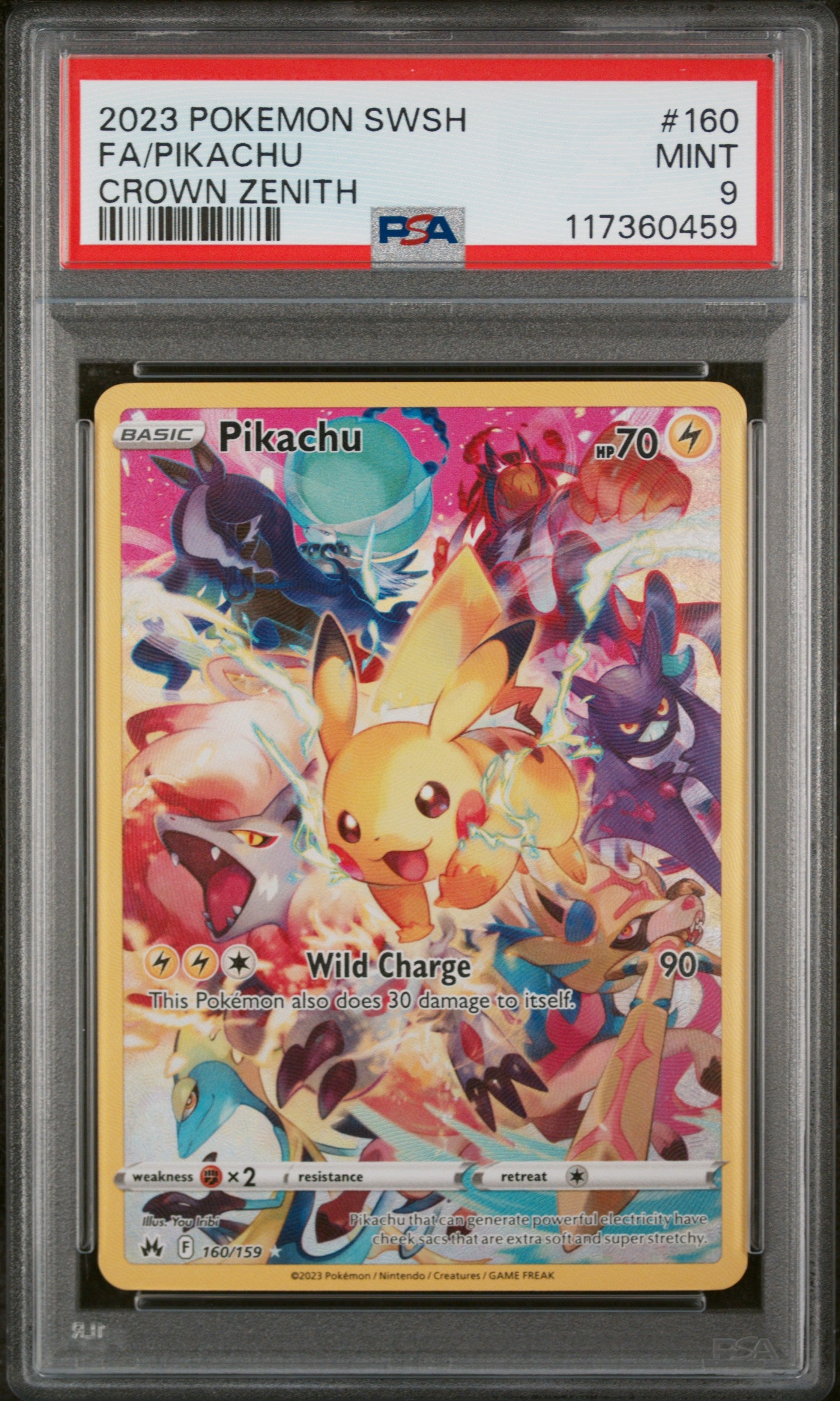 PSA 9 | 2023 POKEMON SWORD AND SHIELD CROWN ZENITH #160 FA/PIKACHU CROWN ZENITH