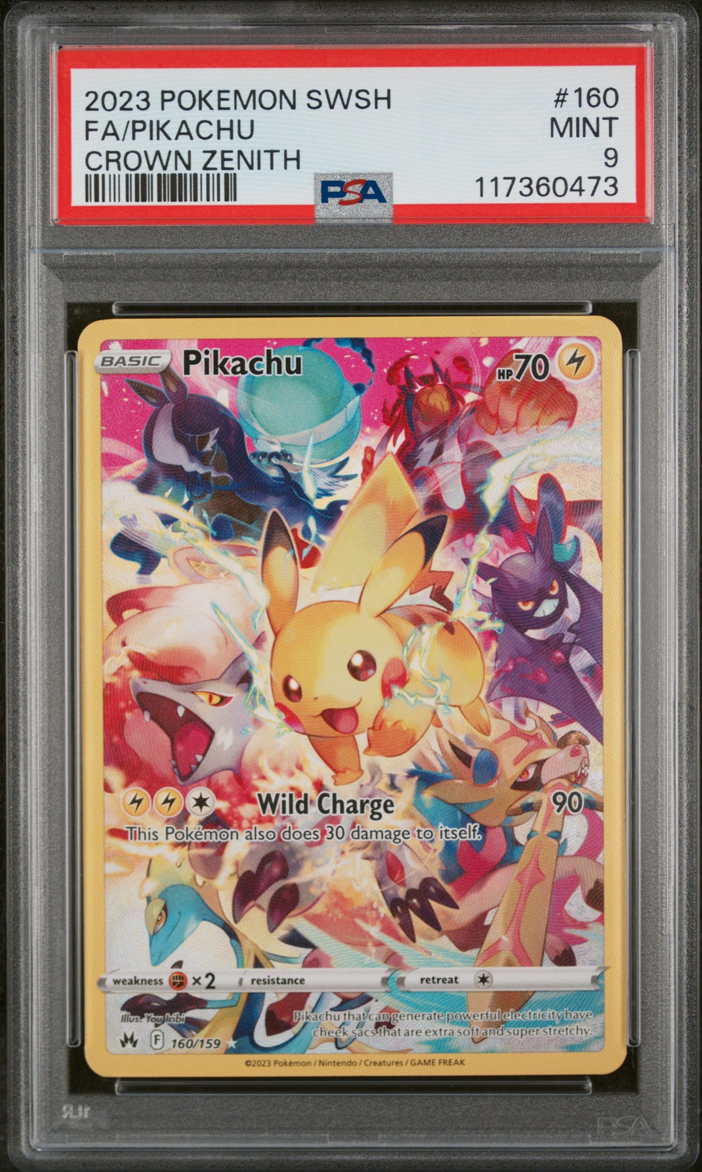 PSA 9 | 2023 POKEMON SWORD AND SHIELD CROWN ZENITH #160 FA/PIKACHU CROWN ZENITH