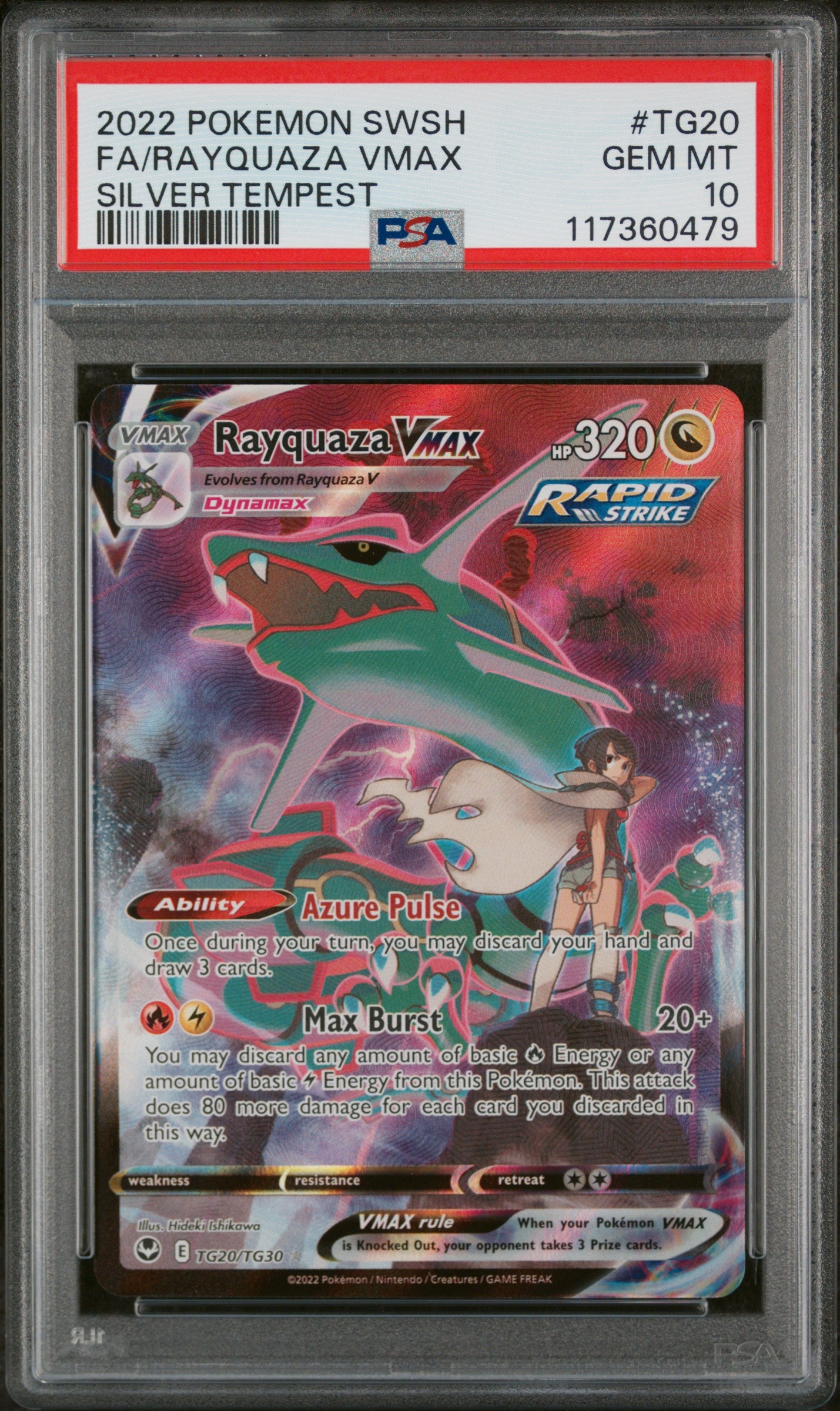 PSA 10 | 2022 POKEMON SWORD & SHIELD SILVER TEMPEST #TG20 FA/RAYQUAZA VMAX SILVER TEMPEST